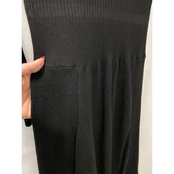 Chache Black Round Neck Long Sleeve Ribbed Knit Bodycon Dress Medium - Picture 9 of 10